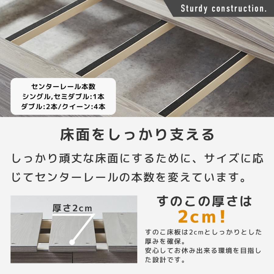 フェリクス Felix すのこベッド ヘッド付き コンセント付き USB-C USB-A 木製 シンプル モダン 組み立て簡単 クイーン ベッド単品の画像