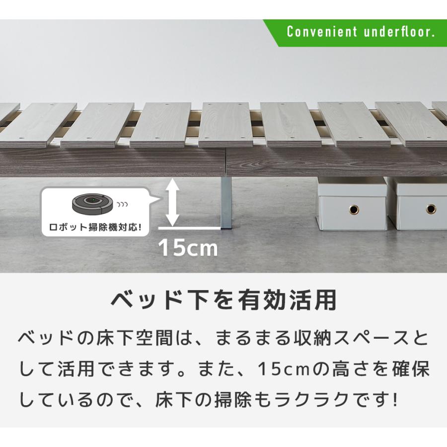 フェリクス Felix すのこベッド ヘッド付き コンセント付き USB-C USB-A 木製 シンプル モダン 組み立て簡単 クイーン ベッド単品の画像