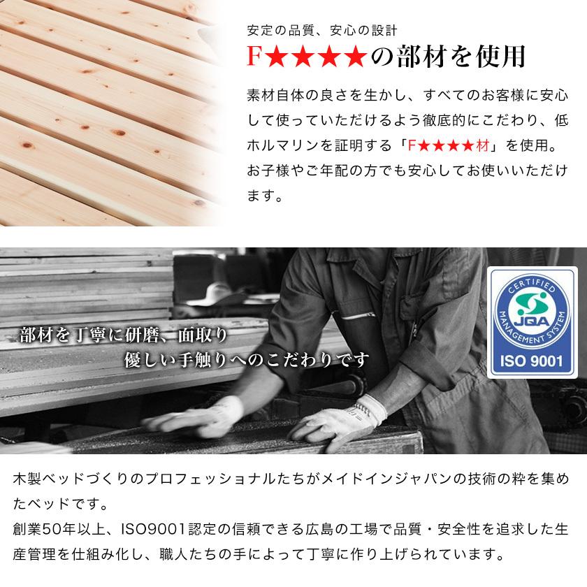 すのこベッド ダブルサイズ 棚付き 国産 島根・高知県産 ひのき すのこベッド ダブルサイズ 棚付き 国産 島根・高知県産 ひのき