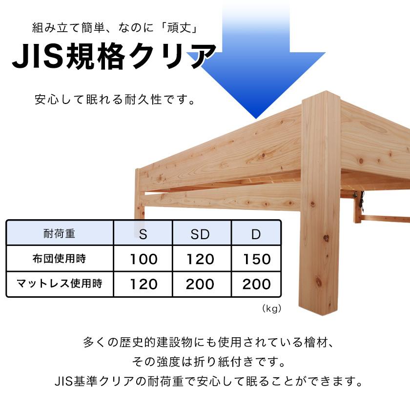 すのこベッド ダブルサイズ 棚付き 国産 島根・高知県産 ひのき すのこベッド ダブルサイズ 棚付き 国産 島根・高知県産 ひのき