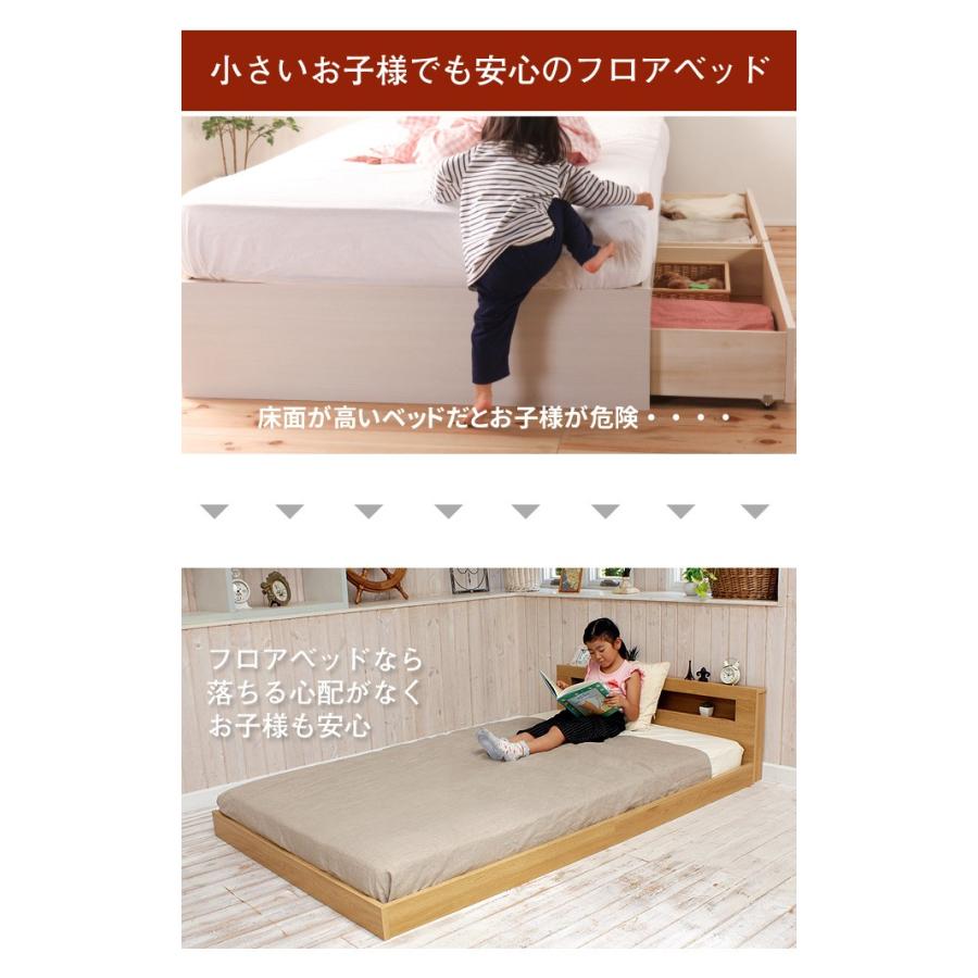 フロアベッド ダブル フレームのみ 連結可能フロアベッド 日本製 棚