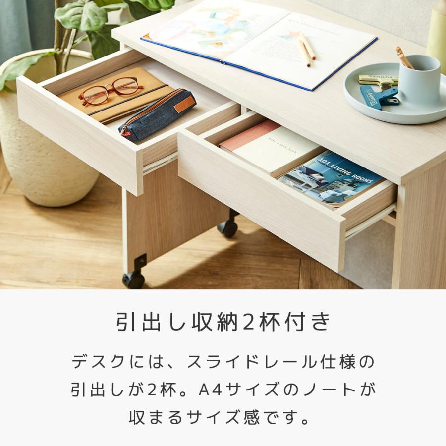 ネルコンシェルジュ キャスター付きデスク 木製 デスク 引出し付 Ivey