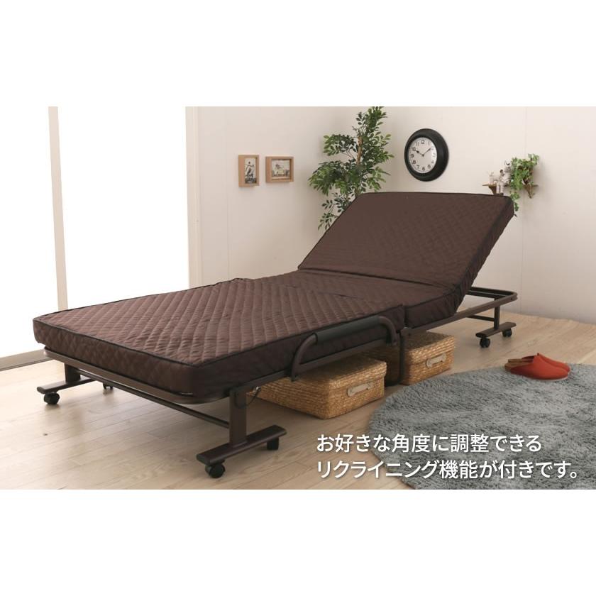 折りたたみベッド シングル 完成品 組立不要 キャスター付き