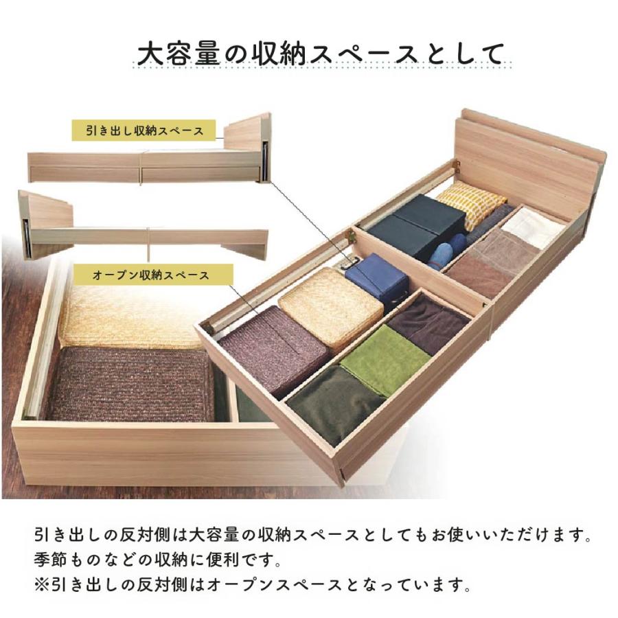 引き出し付き Sサイズ すのこベッド 2口コンセント ネルコンシェルジュ LYCKA2 リュカ2 すのこベッド ダブル 木製