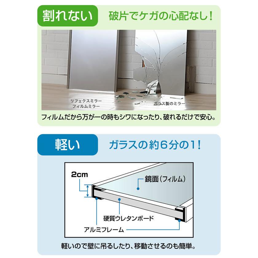 壁掛けミラー 割れない鏡 幅40cm 高さ150cm 全身鏡 姿見鏡 玄関