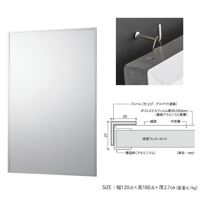 リフェクスミラー 壁掛けタイプ 大型ミラー W1206×H1806mm 割れない鏡 軽量 歪みのないクリアな鏡像 スポーツクラブ、ダンス、フォーム確認