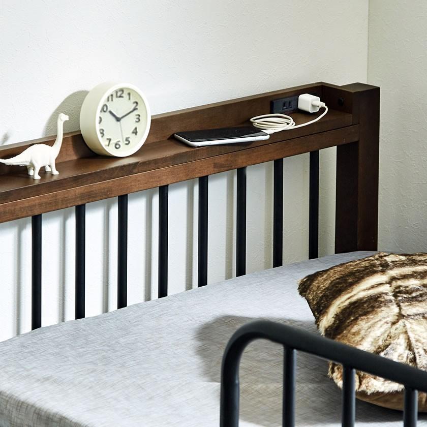 ロフトベッド ミドルタイプ シングル アイアンベッド スチール×天然木・異素材コンビベッド ベット | ネルコンシェルジュ | 07