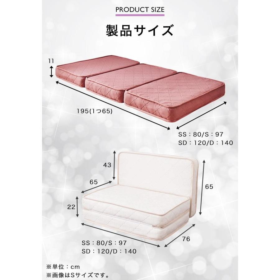 ネルコンシェルジュ 三つ折りポケットコイルマットレス セミシングル