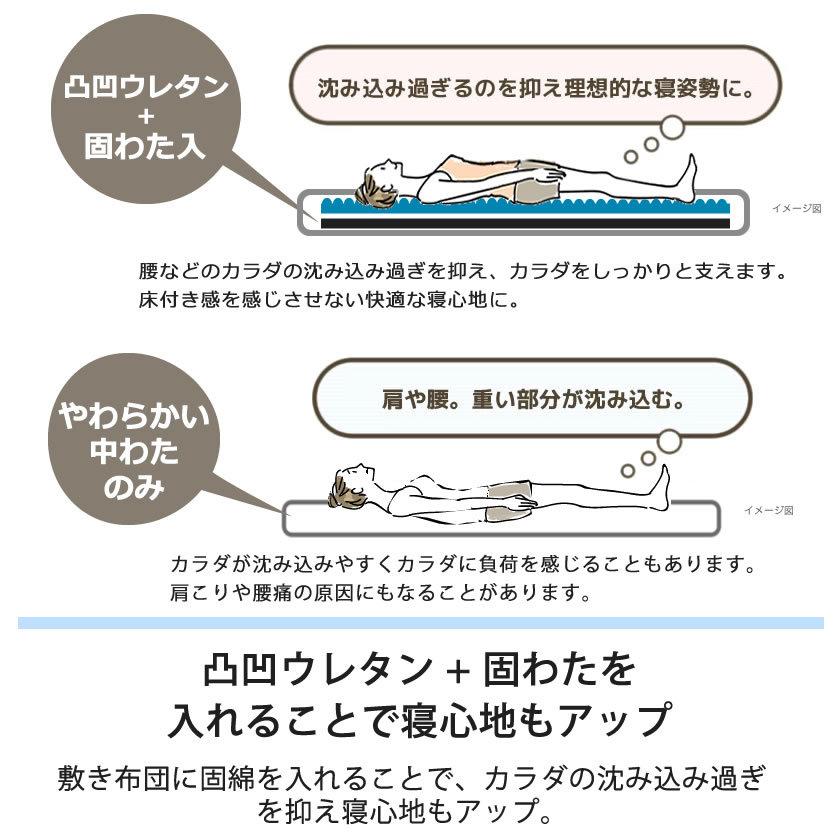 四層敷き布団 セミダブル ベッドで使える 敷きふとん 両面使える寝心地2タイプ極厚 12cm厚 抗菌防臭防ダニ加工中綿テイジン_6