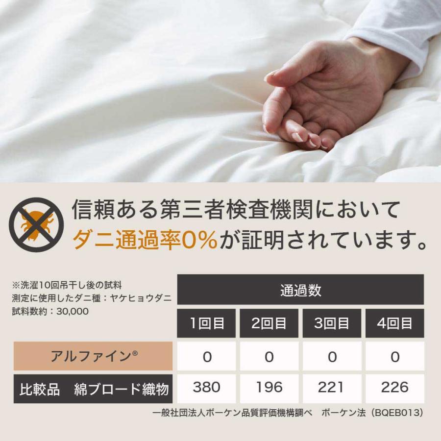 防ダニ 東洋紡アルファイン（R）布団セット(掛け布団-枕2個-ベッドパッド)4点セット ベッド用 ダブル日本製 防ダニ 防花粉 速乾 薬剤 薬品_5