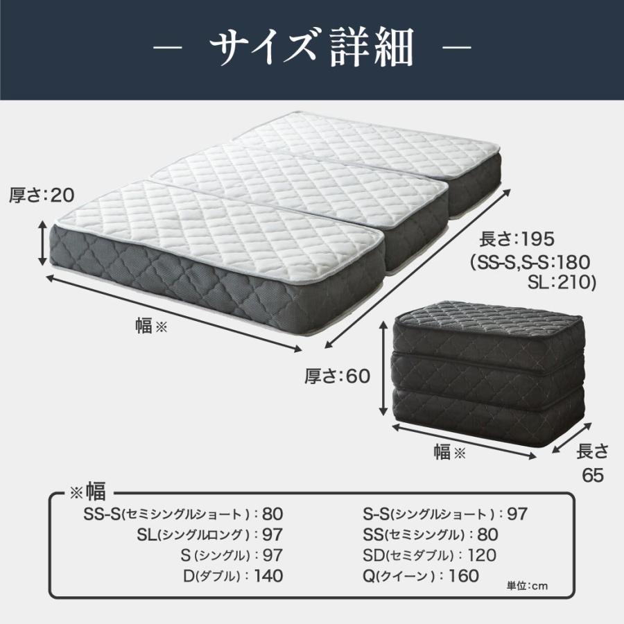 ネルコンシェルジュ ポケットコイルマットレス 三つ折り 極厚20cm
