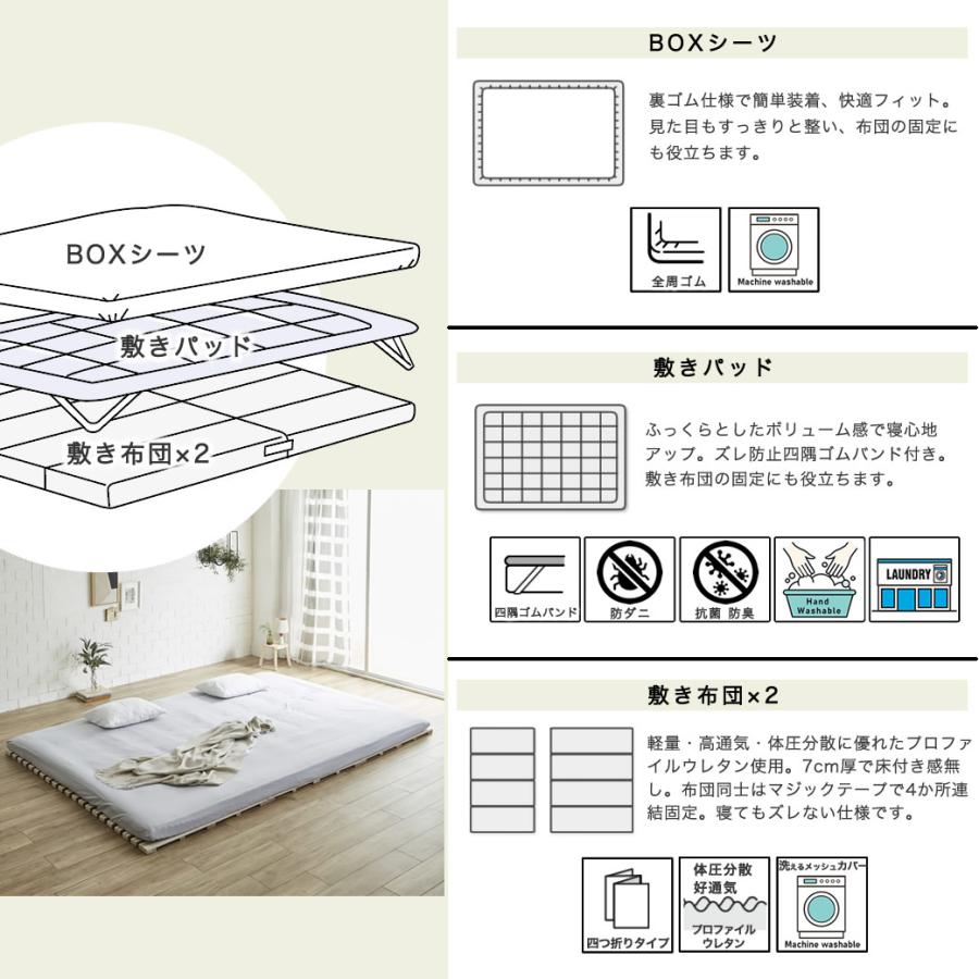 ファミリー敷き布団 240サイズ 連結 ウレタンマットレス 敷きパッド BOXシーツ 家族 3人 4人収納 4つ折り 折りたたみ 抗菌 防臭 防ダニ_8