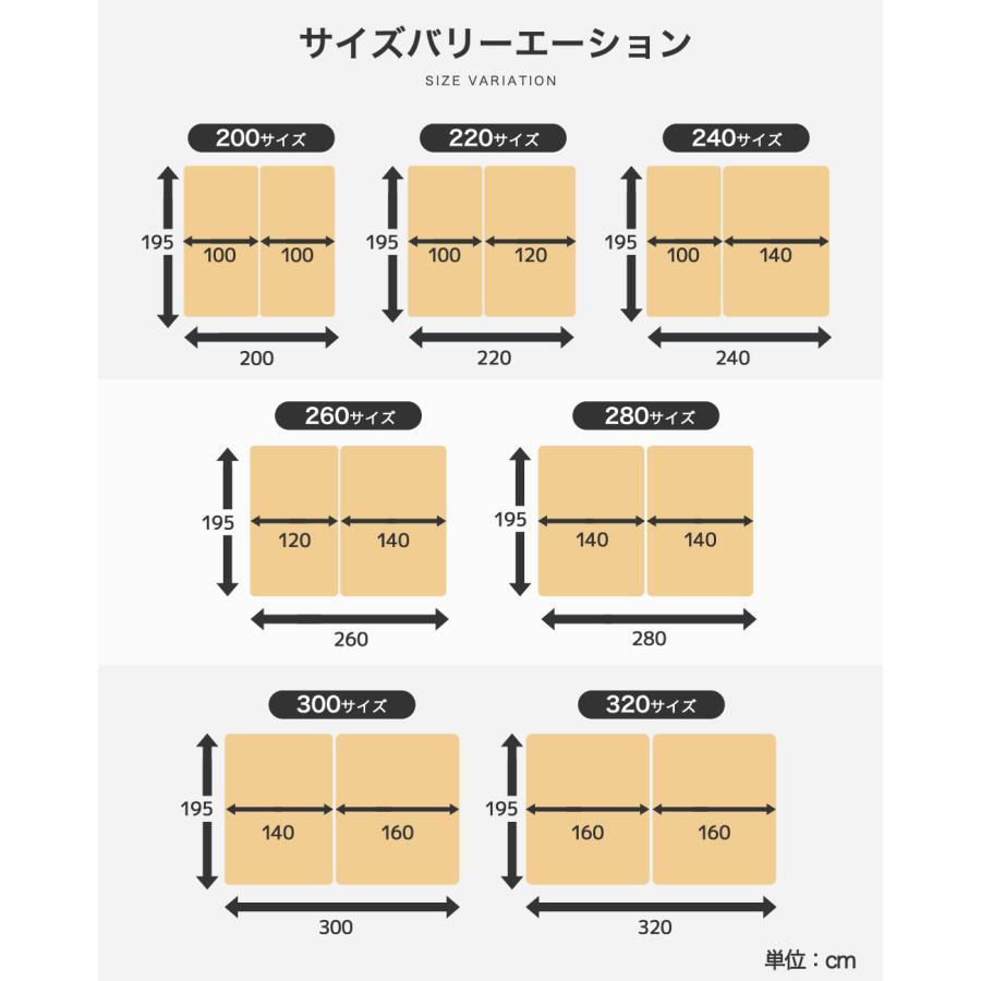 ファミリー敷き布団 300サイズ 連結 ウレタンマットレス 敷きパッド BOXシーツ 家族 4人 5人収納 4つ折り 折りたたみ 抗菌 防臭 防ダニ 高反発 通気性_3