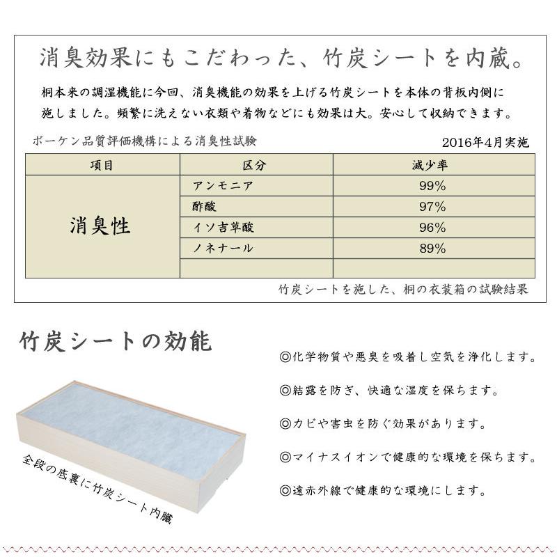 桐箱 シリーズ7 桐天然木 日本製 完成品 1段 幅95cm 高さ19cm 衣類収納 スタッキング式 フタ付き｜ioo｜04