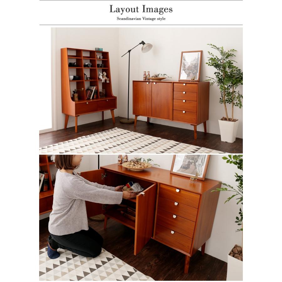 北欧風木製キャビネット 引き出し ヴィンテージ風 収納キャビネット シンプル サイドボード 木製 良い 3