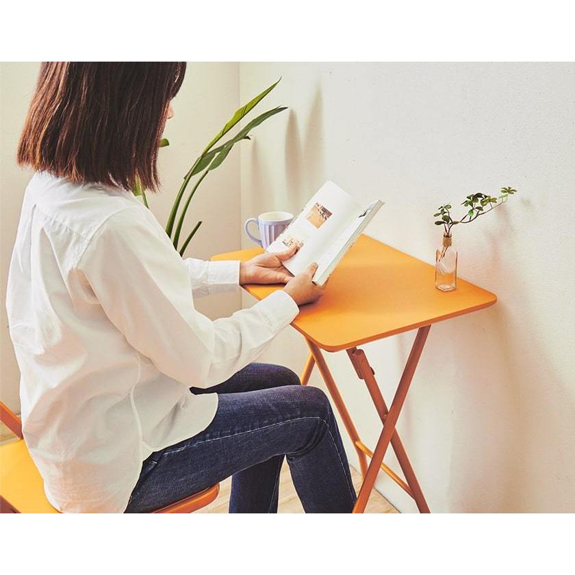 折りたたみテーブル 軽量 高さ70cm 耐荷重15kg スチール 全4色