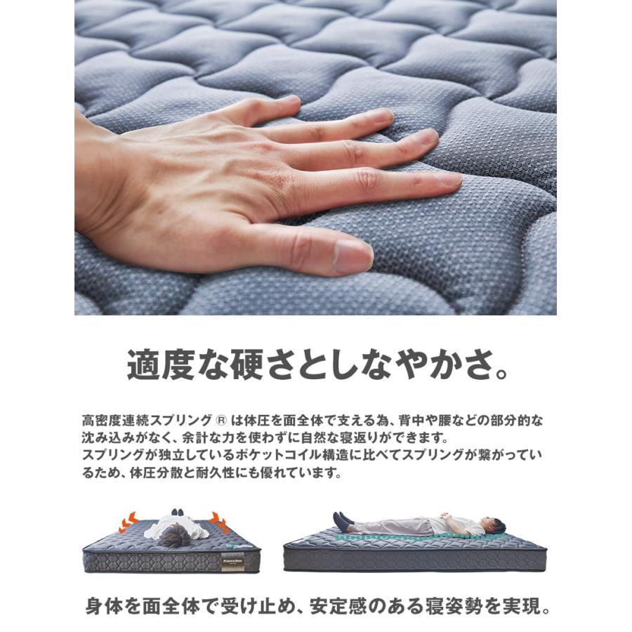 フランスベッド マットレス セミダブル 2年保証 寝返りしやすい 通気性良い 防ダニ 抗菌 防臭 ツインサポート 高密度連続スプリングマットレス_7