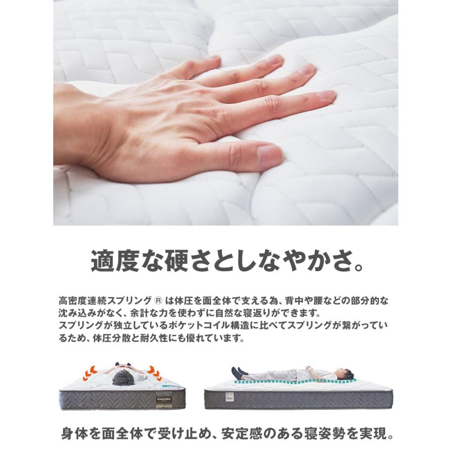 フランスベッド マットレス シングル 2年保証 寝返りしやすい 通気性良い 防ダニ 抗菌 防臭 ツインサポート 高密度連続スプリングマットレス | フランスベッド | 07