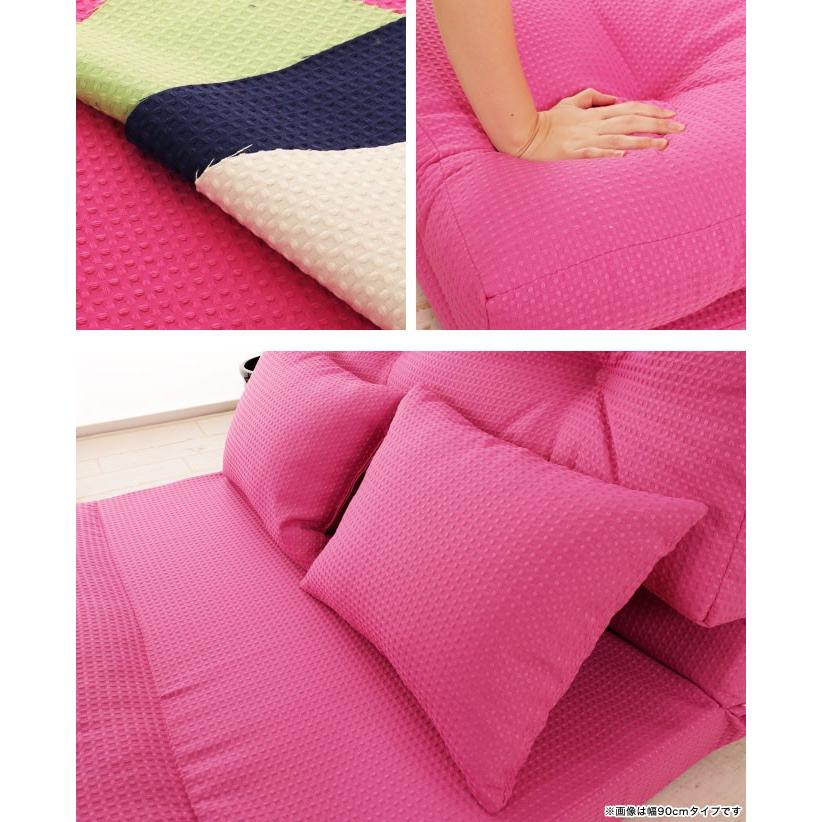 3WAY ソファーベッド 【幅60cm ピンク】 日本製 パイプフレーム 3Way ソファベッド ゆったり 1人掛け 幅90cm 14段階 リクライニング