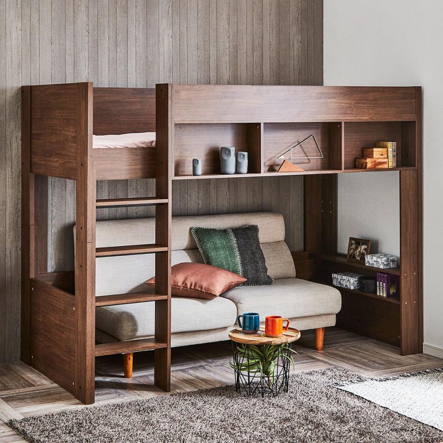 ロフトベッド Ashley アシュリー セミシングル 高さ160 5cm ロフトベッド 木製ロフトベッド セミシングル 棚付き 省スペース ハシゴ 家具のインテリアオフィスワン 通販 Yahoo ショッピング