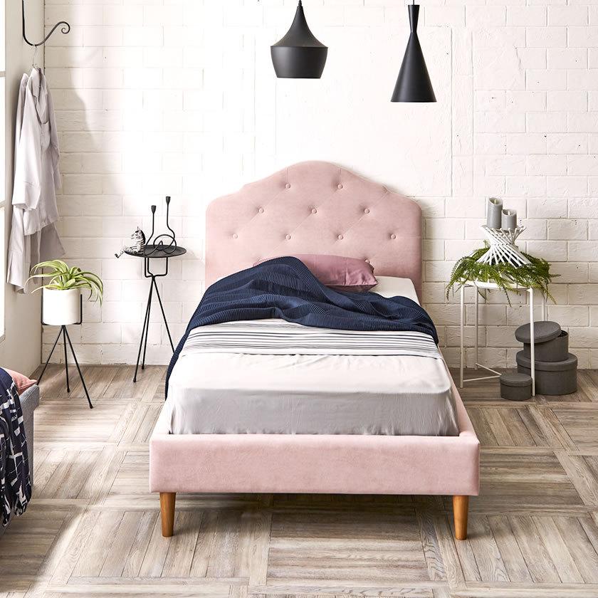 ネルコンシェルジュ ヴィスコンテ ファブリックベッド シングル 木製