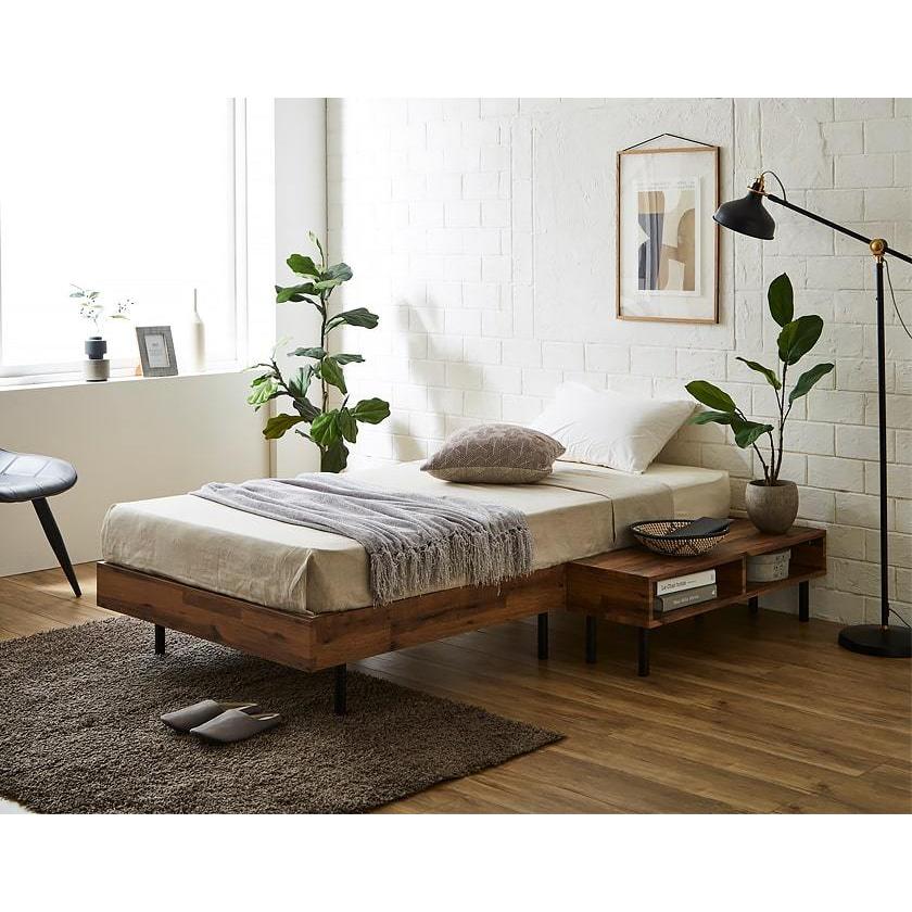 ベッド シングル 2層ポケットコイルマットレス付き ナチュラル すのこ すのこベッド 厚さ20cmポケットコイルマットレスセット ダブル 木製