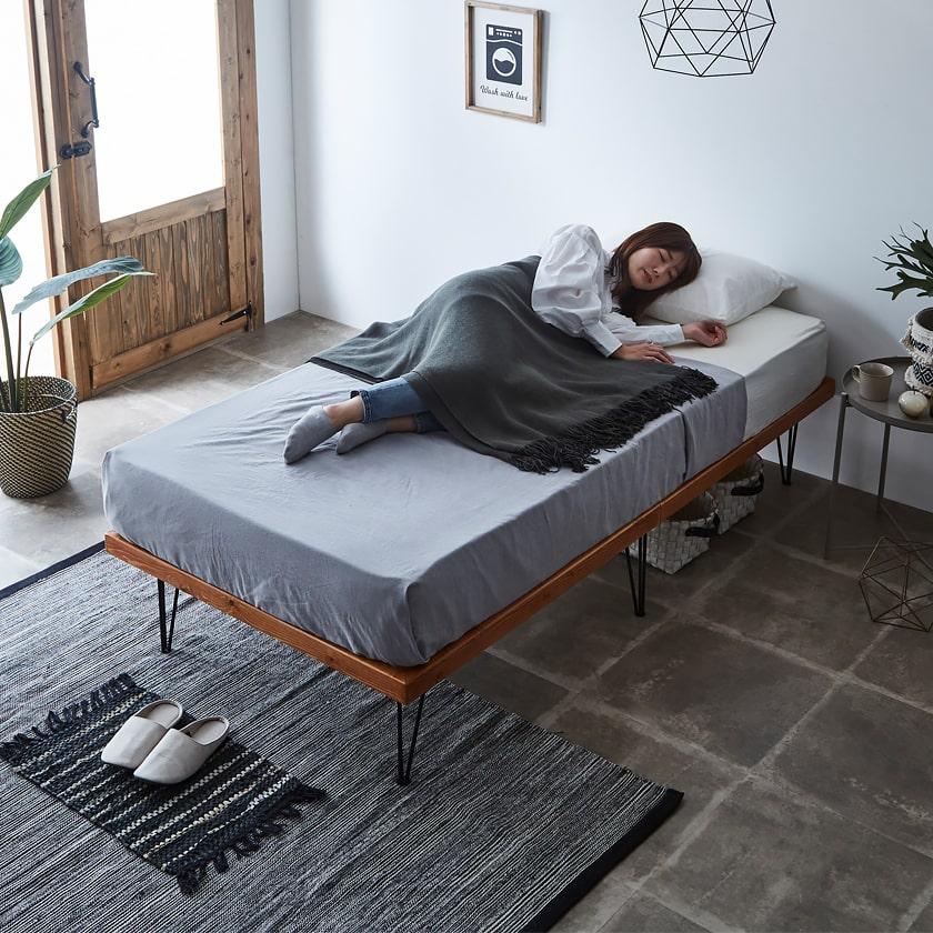 バノン ベッド すのこベッド ヘッドレスベッド アイアン脚 シングル