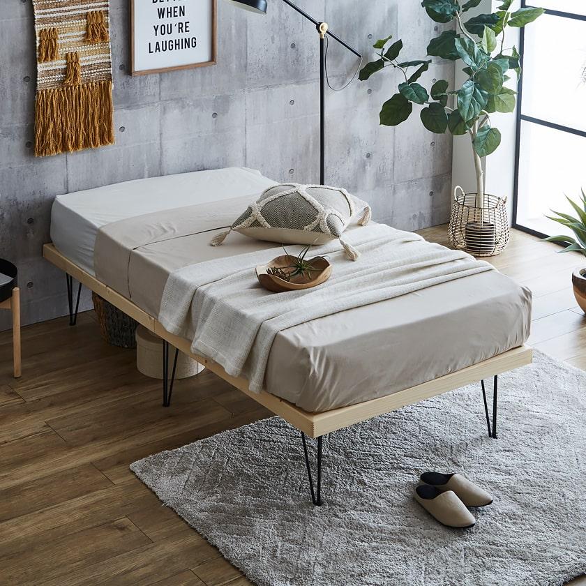 バノン ベッド すのこベッド ヘッドレスベッド アイアン脚 シングル