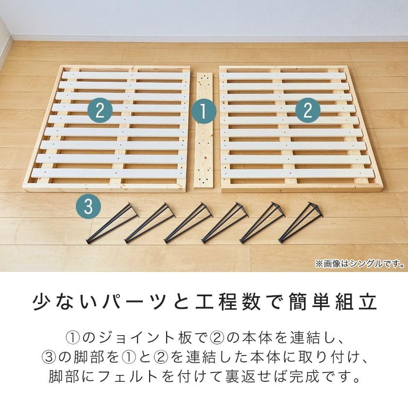 バノン ベッド すのこベッド ヘッドレスベッド アイアン脚 シングル 木製 厚さ15cmポケットコイルマットレスセット 耐荷重350kg 組立簡単_11