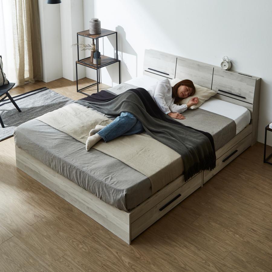 収納付きベッド すのこベッド 収納ベッド シングル マットレスセット ネルコZポケットコイルマットレス付き 棚 USB Type-A Type-C