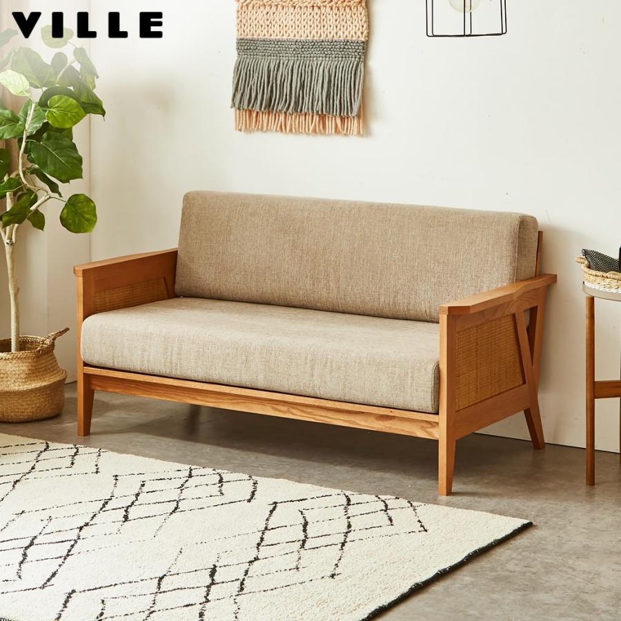 木枠2Pソファ 2人掛けソファ 布製