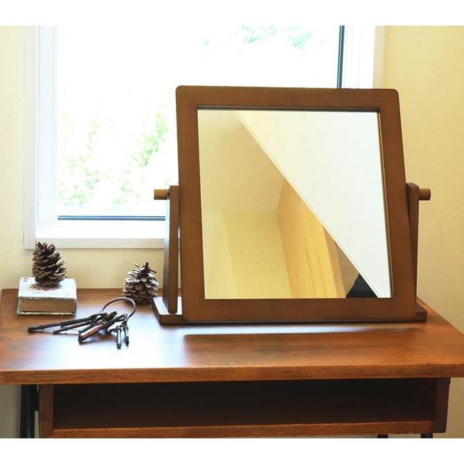 卓上ミラー Pst 300 ブラウン 幅30cm 置型 鏡 ラバーウッド ヘアメイク 木製フレーム おしゃれ 飛散防止 家具のインテリアオフィスワン 通販 Yahoo ショッピング