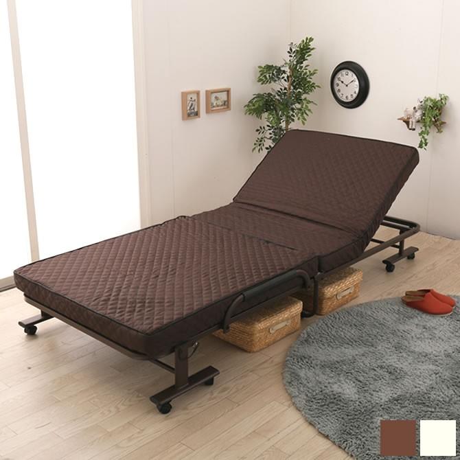 折りたたみベッド シングル 完成品 組立不要 キャスター付き リクライニング可能 コンパクト折りたたみベッド シングル Ts 801 1s ブラウン ベット 家具のインテリアオフィスワン 通販 Yahoo ショッピング