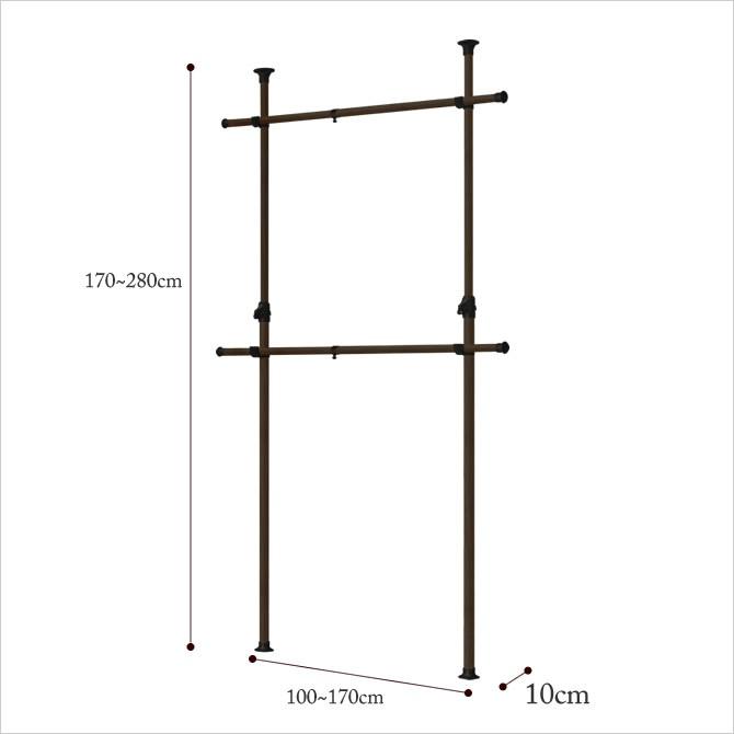 ドリームハンガー Wj 1 天井つっぱり 省スペース ハンガーラック ポールハンガー 2段 物干し竿 横幅100 170cm伸縮 天井突っ張り ハンガーポール 家具のインテリアオフィスワン 通販 Yahoo ショッピング