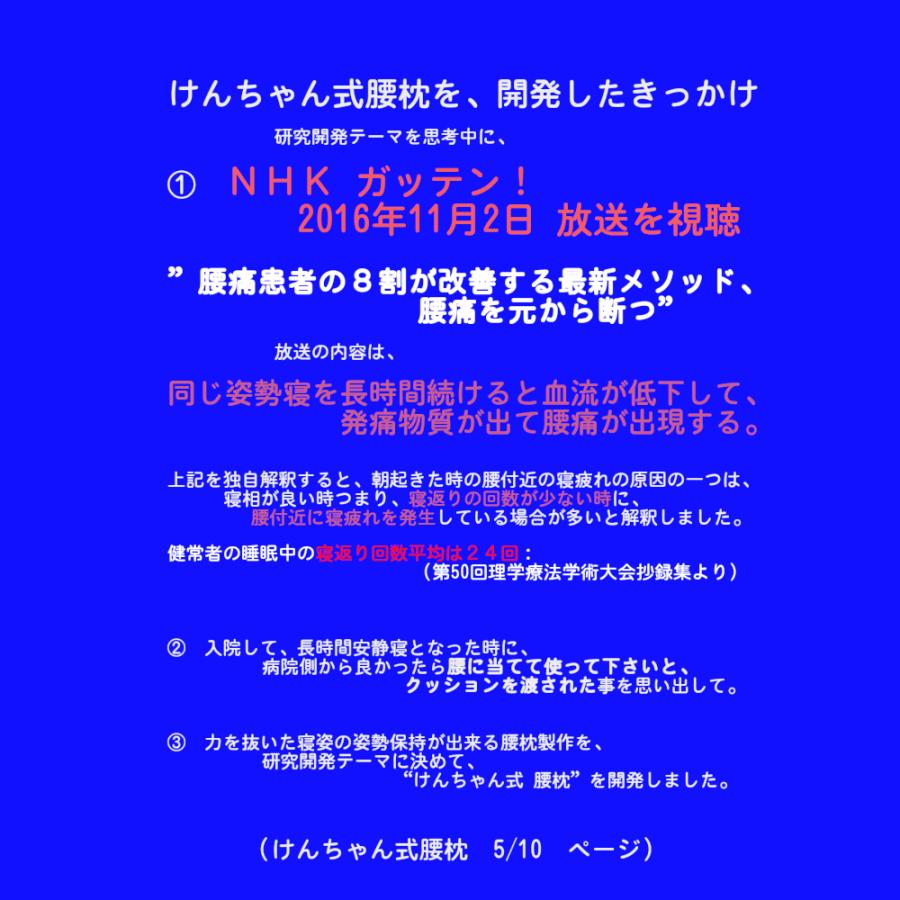 けんちゃん式腰枕 腰痛 床ずれ 介護 要介護 寝疲れ 腰枕 枕 抱き枕 起床 寝姿 姿勢保持 体位保持 体位変換 母の日 父の日 敬老の日 腰痛対策 |  | 05