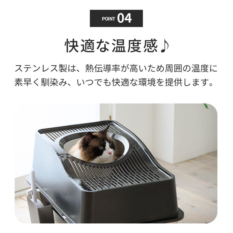 OFT [大型 猫トイレ ステンキャットトイレ トップオープン Lハイタイプ