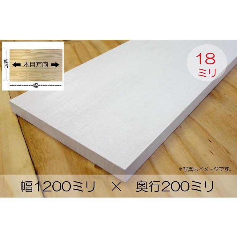 ホワイト塗装済み パイン集成材 厚み18mm幅1200mm奥行200mm お買い得品