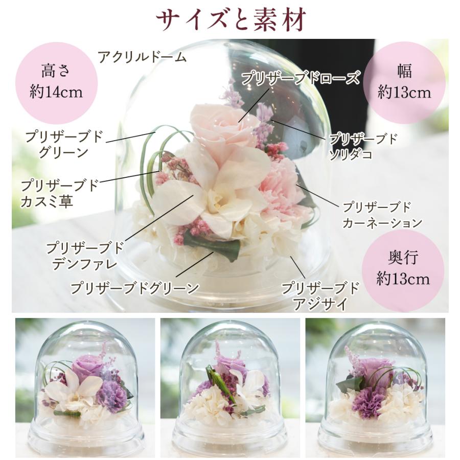 アクリルドームのお供えアレンジ 宙花（そらはな） 仏花 お盆 お彼岸 ローズ デンファレ お供え 御供え 供花 仏壇 プリザーブドフラワー 送料無料 | プリザーブドフラワーIPFA | 10