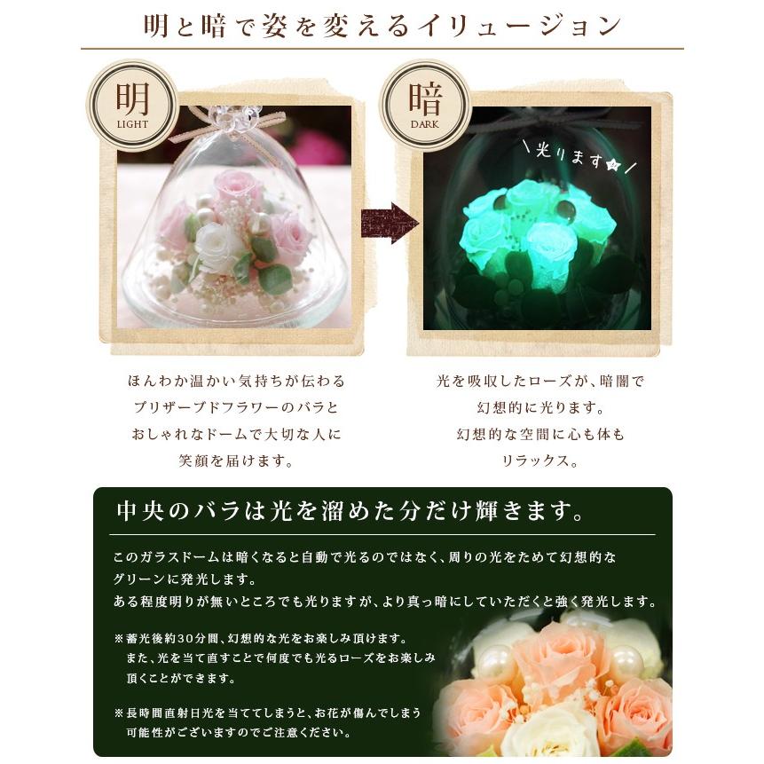 プリザーブドフラワー 誕生日 退職祝い ギフト 誕生日プレゼント プロポーズ 花 バラ 光る ガラスドーム ハッピーベア 送料無料 | プリザーブドフラワーIPFA | 05