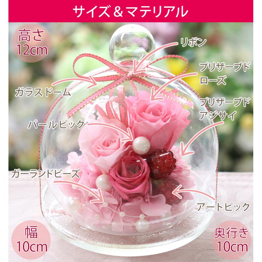 プリザーブドフラワー 誕生日 退職祝い ギフト 結婚祝い プレゼント 結婚式 電報 お祝い ドーム おしゃれ ガラスドーム 送料無料 | プリザーブドフラワーIPFA | 16