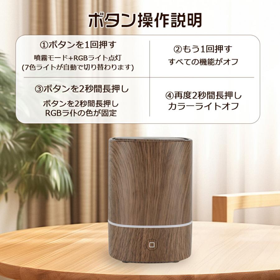 加湿器 小型 卓上 除菌 LEDライト 超音波式 静音 自動停止機能 空焚き