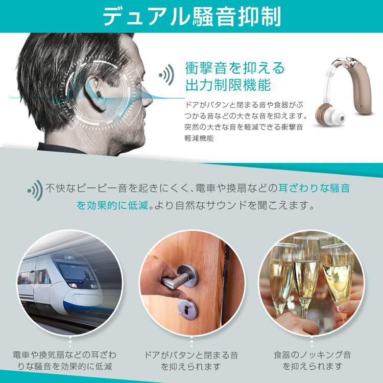 集音器 難聴 充電式 左右両用耳掛け式 音質切り替え機能 ブルー 4種類 