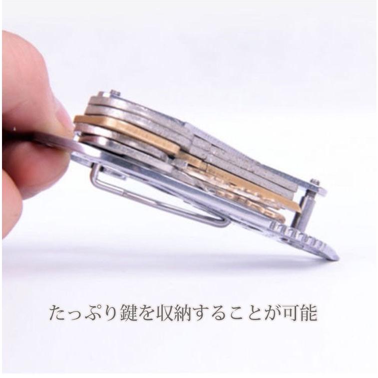 キーカラビナ キーホルダー 多機能 マルチ カラビナ ツールステンレス