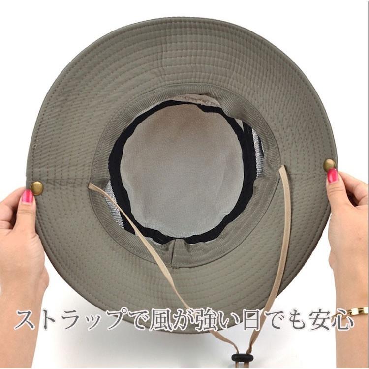 サファリハット メンズ レディース メッシュ つば広 帽子 UVカット