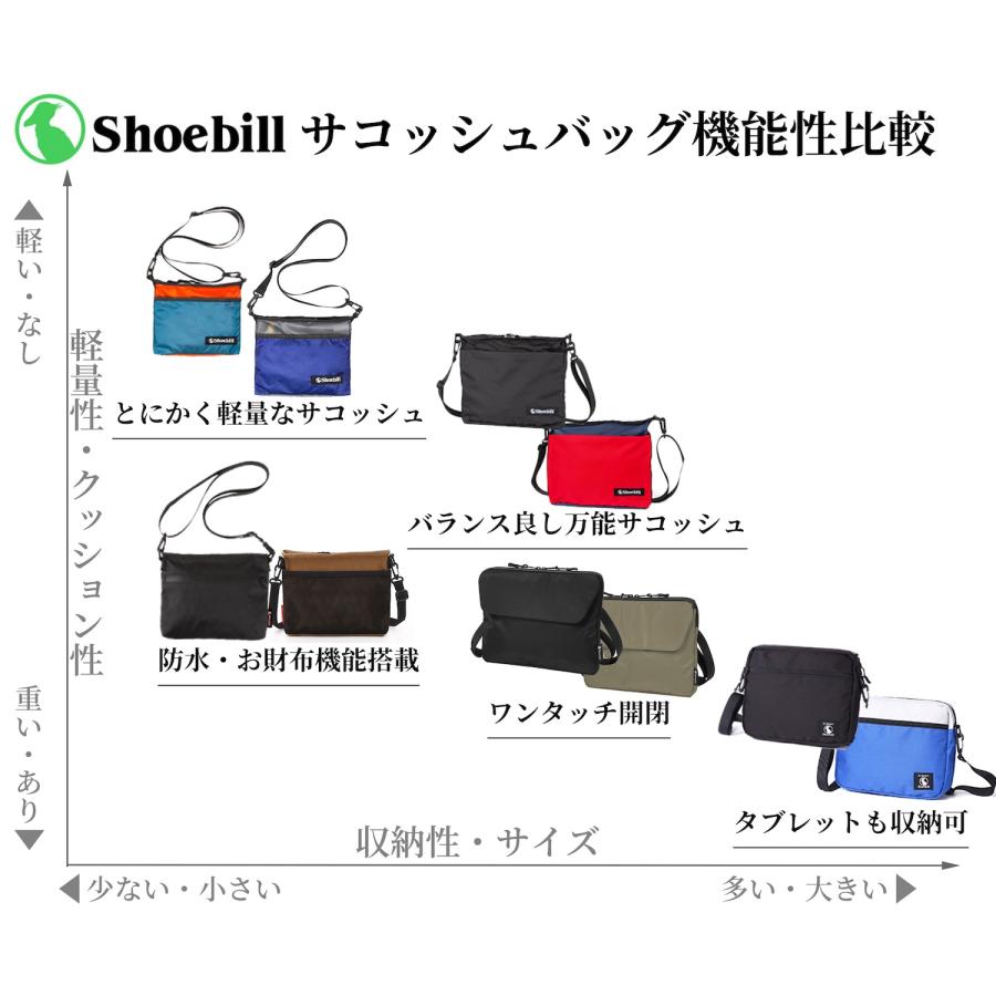 Shoebill サコッシュ ショルダーバッグ メンズ 軽量 撥水 A4 B5対応