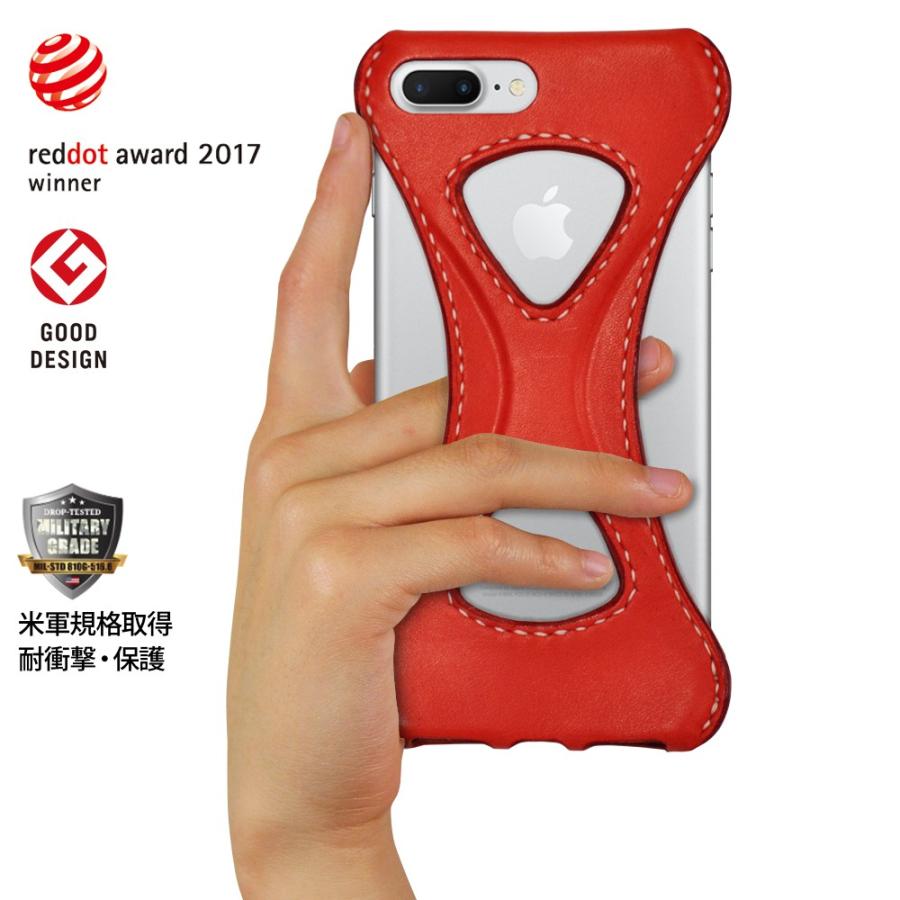 【Palmo GL】iPhone8Plus / iPhone7Plus カバー Red イタリア 本革 日本人職人 100% 手縫い ハンドメイド 2017年度 レッドドット・デザイン賞 | 