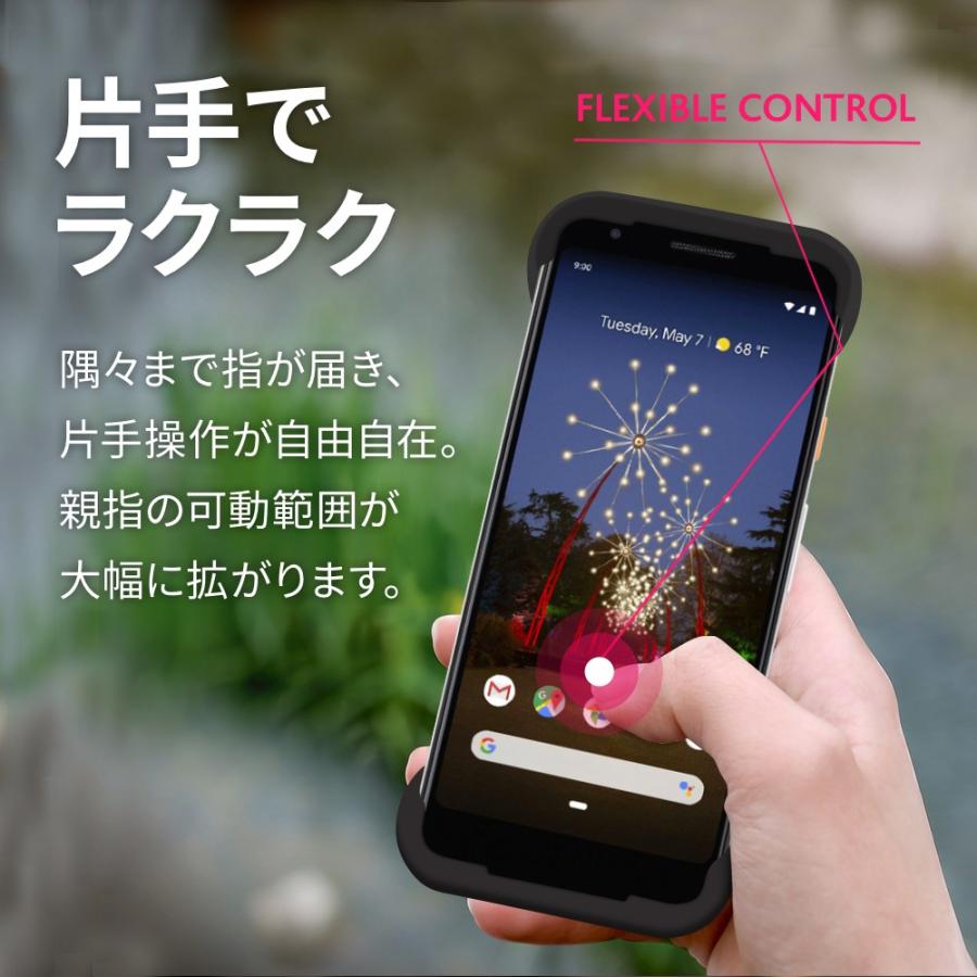 Palmo パルモ スマホケース Google Pixel 3a 対応 ブラック 黒 Pixel3aケース 耐衝撃  シリコンケース スマホリング バンカーリング代わり スマホリング代わり |  | 02