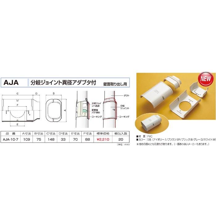 バクマ工業 AJA-10-7 エアコン配管化粧カバー スマートダクト ADシリーズ 分岐ジョイント異径アダプタ付 | 