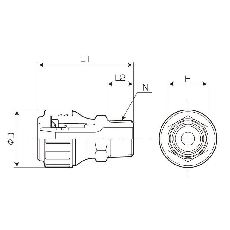 バクマ工業 EOP3/4×20 ハードロック オネジアダプター (EOP) ワンタッチ継手 |  | 01