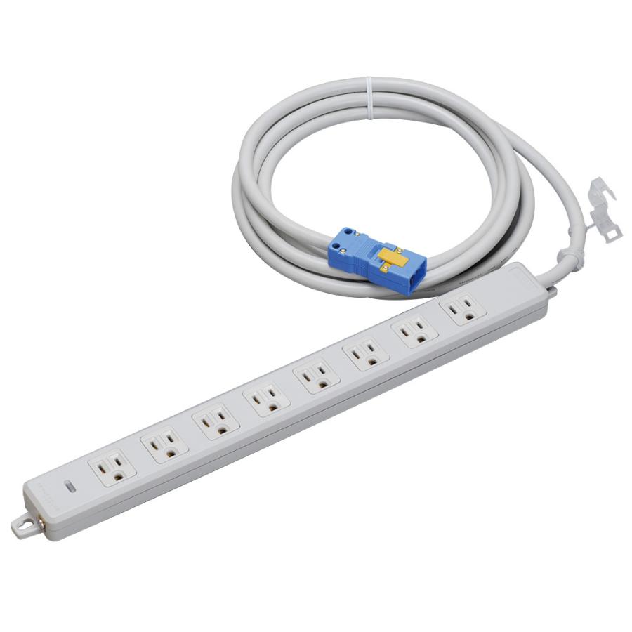 明工社 MR7708NT5 横形OA用接地タップ 8コ口 コード5m ハーネスプラグ付 | 